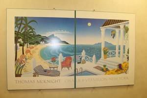 lot 157 image: Thomas McKnight Chalk & Vermilion, New York 2-piece Wall Art , Framed