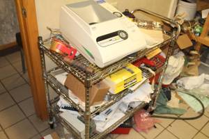 lot 167 image: Metal Wire Storage Rack Cart 3-shelf