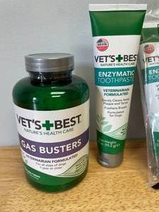 lot 49 image: Lot of Dog Toothpaste, Toothbrush and Anti-gas Supplements 