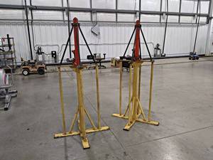 lot 38 image: Pair of Tall Hydraulic Airplane Jacks  -  Stands about 71 Closed - NO SHIPPING