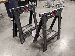lot 71 image: Pair of Taskforce Folding Poly Sawhorses - NO SHIPPING
