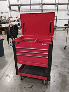 lot 93 image: HOMAK 35 4-Drawer Flip Top Service Cart - Tool Box - NO SHIPPING