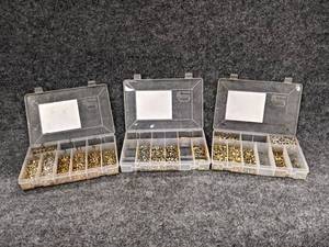 lot 106 image: Lot of (3) Parts Boxes w Inventory of Military Grade Aerospace Solid Rivets