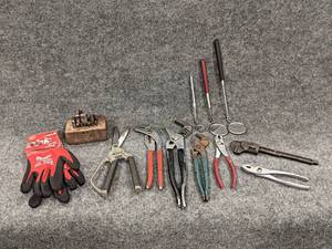 lot 118 image: Lot of Tools - Die Grinder Bits, Pliers, Milwaukee Gloves and More