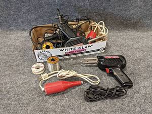 lot 133 image: Lot of Assorted Soldering Irons and Resin Core Solder
