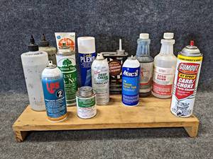 lot 146 image: Lot of Shop Chemicals - Starting Fluid, Lubricant, Glass Cleaner, Carb Cleaner, Solvent and More - NO SHIPPING