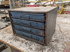 lot 185 image: Bowman Steel Parts Cabinet w Contents - Specialty Aircraft Hardware - NO SHIPPING