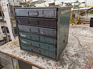 lot 187 image: Steel Parts Cabinet w Inventory of Sheet Metal Screws and Machine Screws - NO SHIPPING