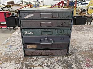 lot 188 image: Steel Parts Cabinet w Inventory of Rivets, Solderless Electrical Connectors, Clips and Bushings - NO SHIPPING
