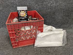lot 209 image: Container of Fiberglass Resin, Cloth and Supplies - NO SHIPPING