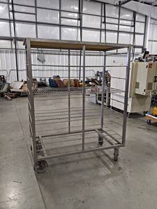 lot 214 image: Large Stainless Steel Rolling Cart - Overall about 74 x 58 x 32 - NO SHIPPING