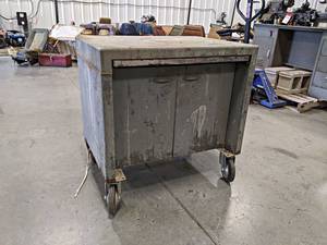 lot 229 image: Heavy Duty Rolling Shop Cart  Cabinet - Overall about 33 x 24 x 33 Tall - NO SHIPPING