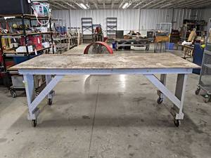 lot 255 image: Rolling Shop Worktable - 96 x 48 x 38 Tall - NO SHIPPING