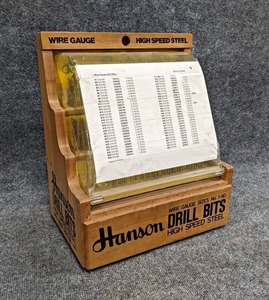 lot 261 image: Hanson Drill Bits Display w Wire Gauge Drill Bits - Most appear Used, bunch of New IRWIN Bits in Drawer - #1 to #60 - NO SHIPPING