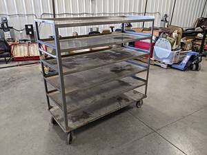 lot 269 image: Stainless Steel Rolling 6-Shelf Cart - Overall about 50 x 21 x 50 Tall - NO SHIPPING
