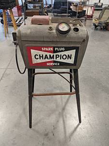 lot 296 image: Vintage Champion Spark Plugs Service Unit - Model 800 - About 19 x 16 x 40 Tall - NO SHIPPING