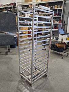lot 302 image: Aluminum Bakers Rack Cart - About 26 x 20 x 72 Tall - NO SHIPPING