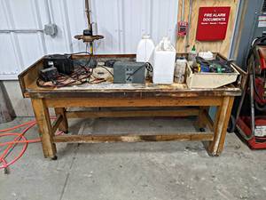 lot 307 image: Rolling Battery Charging  Filling Station - Includes Chargers, Jugs and More - About 70 x 24 x 34 Tall - NO SHIPPING