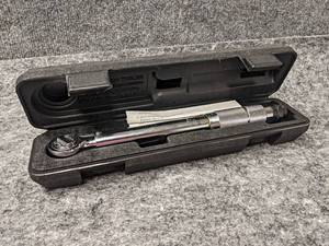 lot 374 image: AmPro 38 Dr. Micrometer Adjustable Torque Wrench w Case - Part No. T39905