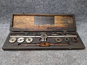 lot 390 image: Wiley & Russell MFG Tap and Die Set in Wood Box - Up to 34