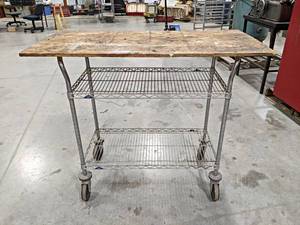 lot 400 image: Wire Shelf Rolling Cart - Overall about 24 x 48 x 40 Tall - NO SHIPPING