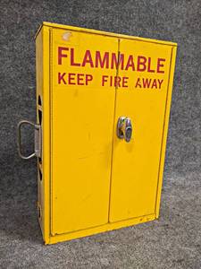 lot 414 image: Flammable Wall Hanging Cabinet - Measures about 22 x 15 x 6.5 - NO SHIPPING