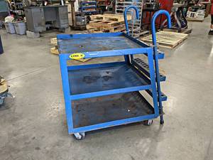 lot 450 image: Vestil Heavy Duty Rolling Cart  Ladder  Platform - Overall about 28 x 45 x 38 tall - NO SHIPPING