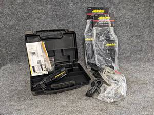 lot 462 image: Unused Electric QuikDrive Drill w QuikDrive PRO Subfloor  Decking Screw Fastening Attachment, Case and Bits  (2) Screw Quivers