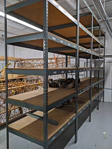 lot 5 image: (4) Sections of Parts Shelving - Overall About 10 Tall x 30 Wide x 170 Long -  Contents NOT Included - Located on Mezzanine