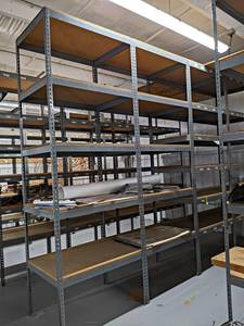 lot 7 image: (4) Sections of Parts Shelving - Overall About 10 Tall x 30 Wide x 170 Long -  Contents NOT Included - Located on Mezzanine