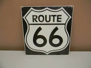 Ande Rooney ROUTE 66 PORCELAIN HEAVY METAL SIGN - STILL IN ORIGINAL WRAPPING - GREAT PIECE - SEE PICTURES