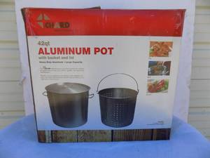 42 Qt Aluminum Pot With Basket & Lid Chard