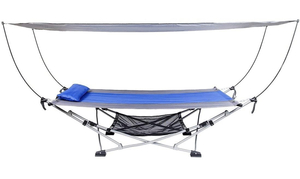 lot 16 image: MACSPORTS Portable Fold Up Hammock with Removable Canopy & Carry Case