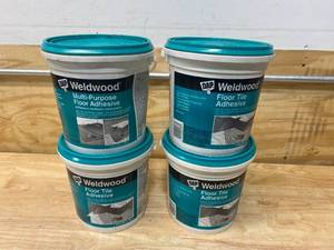 lot 94 image: DAP Lot of 4- Weldwood Floor Tile Adhesive (1 gallon each)