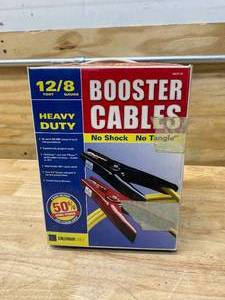 lot 98 image: BOOSTER CABLES 12 Foot 8 Gauge Heavy Duty