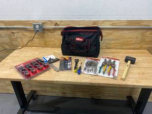 lot 35 image: HYPER TOUGH Tool Bag Filled with Various Tools