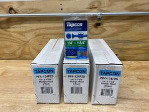 lot 40 image: BUILDEX Lot of 3 Cases of- Tapcon 14 x 1-34 Concrete Anchors (150 anchors per case)