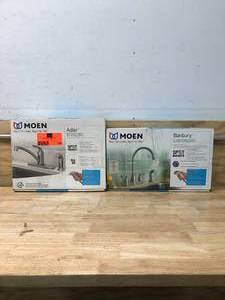 lot 129 image: LOT OF 2 MOEN Kitchen Faucets - Stainless Steel