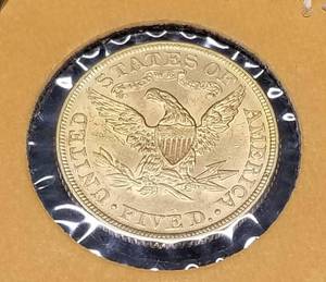 1893 US $5 GOLD LIBERTY UNCIRCULATED