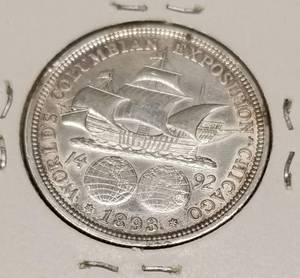 1893 US CHICAGO WORLDS FAIR COLUMBIAN EXPO SILVER COMMEMORATIVE