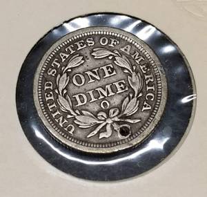1849-O US SEATED LIBERTY DIME FULL LIBERTY HOLED