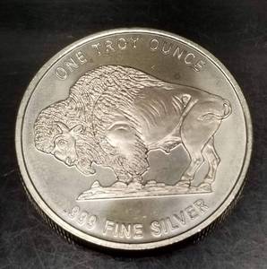1 TROY OZ .999 FINE SILVER INDIAN BUFFALO ROUND