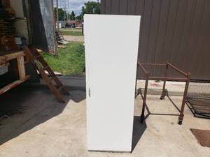 Narrow White Cabinet with Shelves