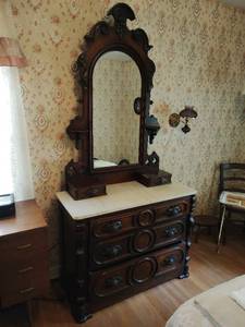 Old Marble Top Dresser With Mirror