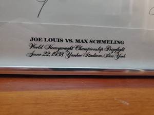 Framed Print Joe Louis VS Max Schmelling By Bob Peak. Signed By Joe Louis And Max Schmelling