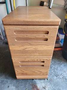 lot 5 image: A Wooden Two Drawer File Cabinet--Light Finish