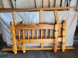 lot 7 image: A Twin Bed Frame With Mattress--Also Has Headboard & Foot Board