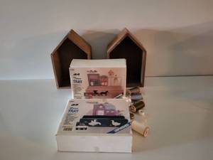 lot 60 image: One Barn Tray & One Town Tray Unfinished Art Projects