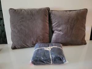 lot 65 image: Two Decorative Pillows -- Twin Sheet Set