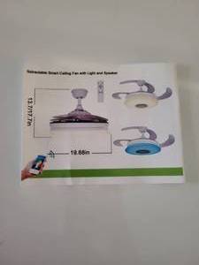 lot 100 image: Retractable Smart Ceiling Fan With Light & Speaker
